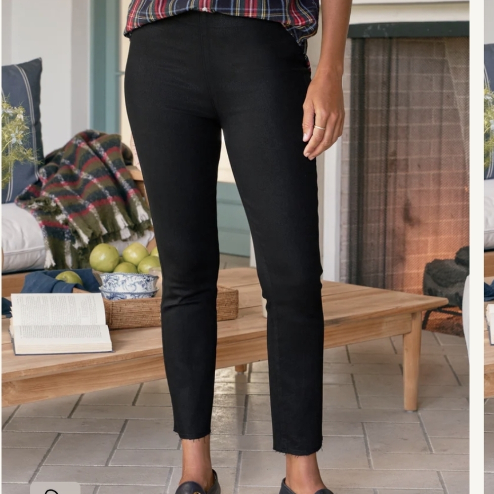 NWT Frank & Eileen Derry Illusion Italian Wax Black Pull On Pant